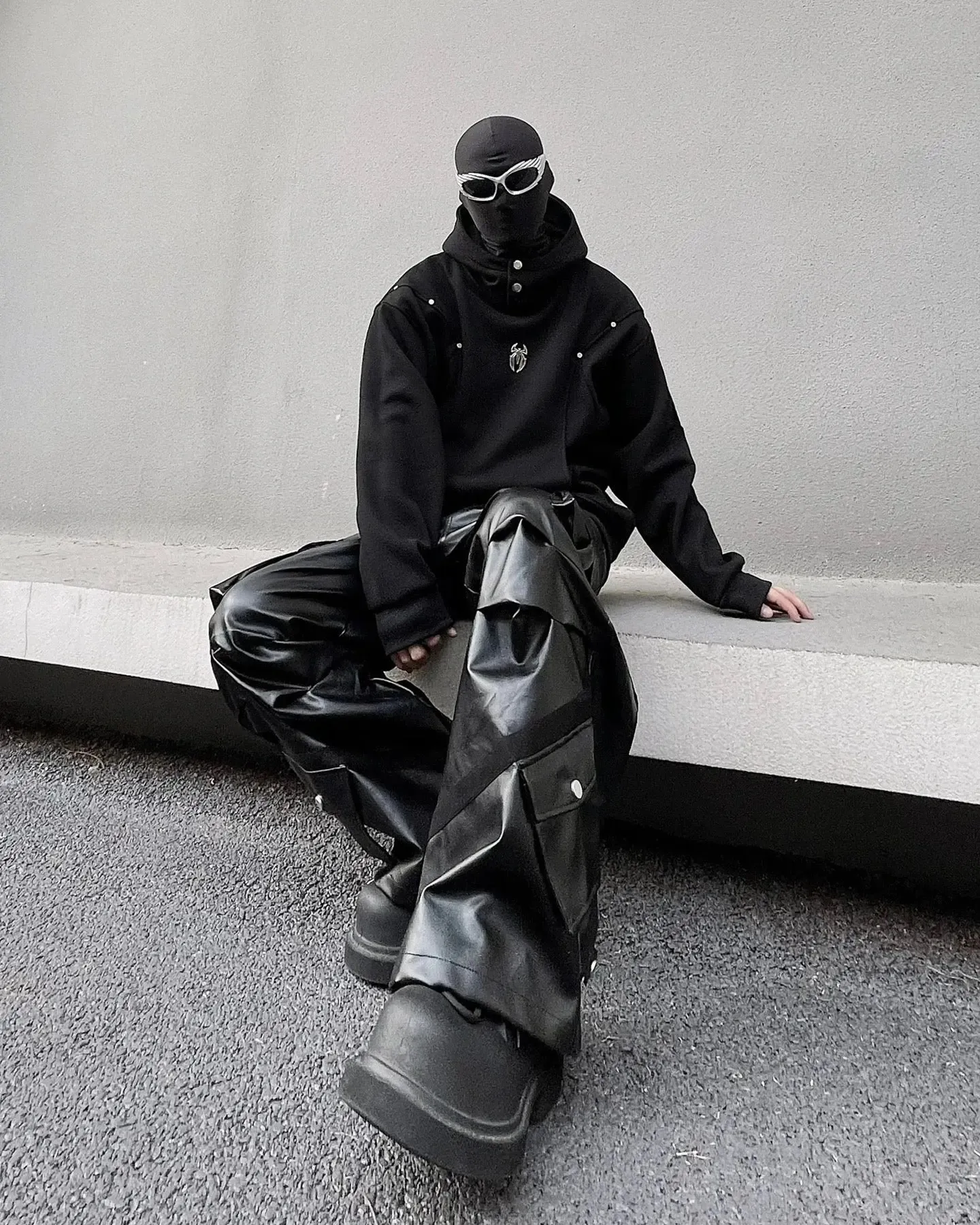 Leather Tactical Multi Pocket Y2k Motorcycle Cargo Pants