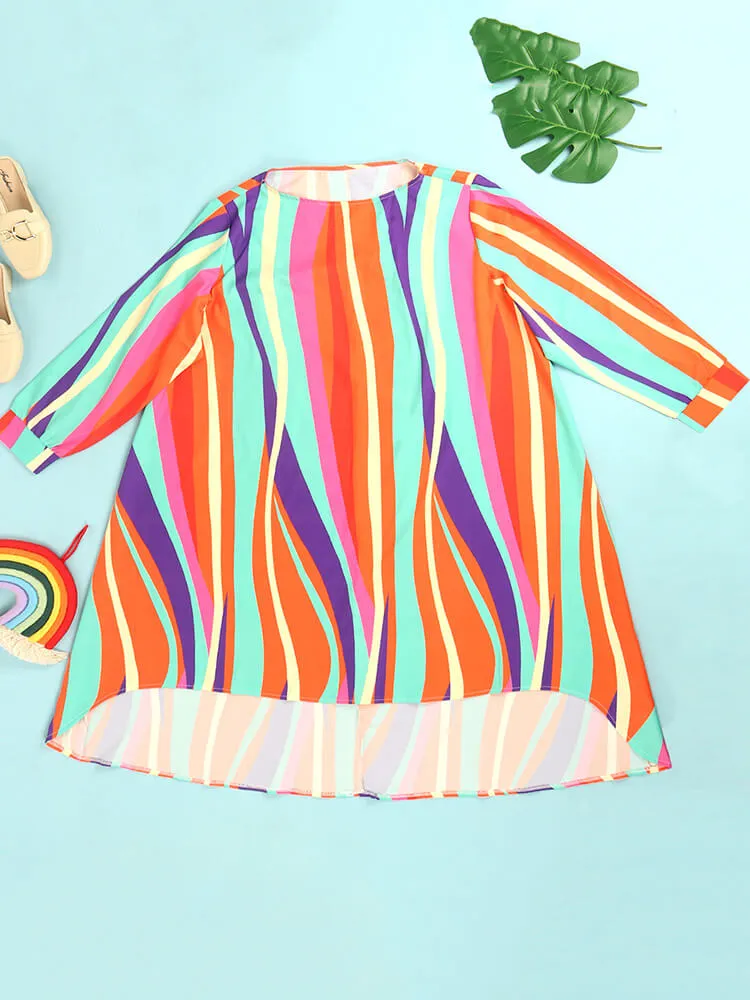 Long Sleeve Striped Bodycon Midi Dresses