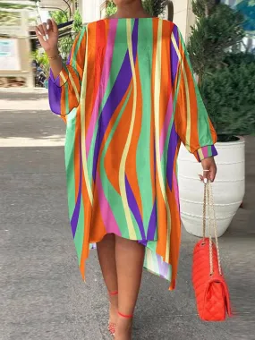 Long Sleeve Striped Bodycon Midi Dresses