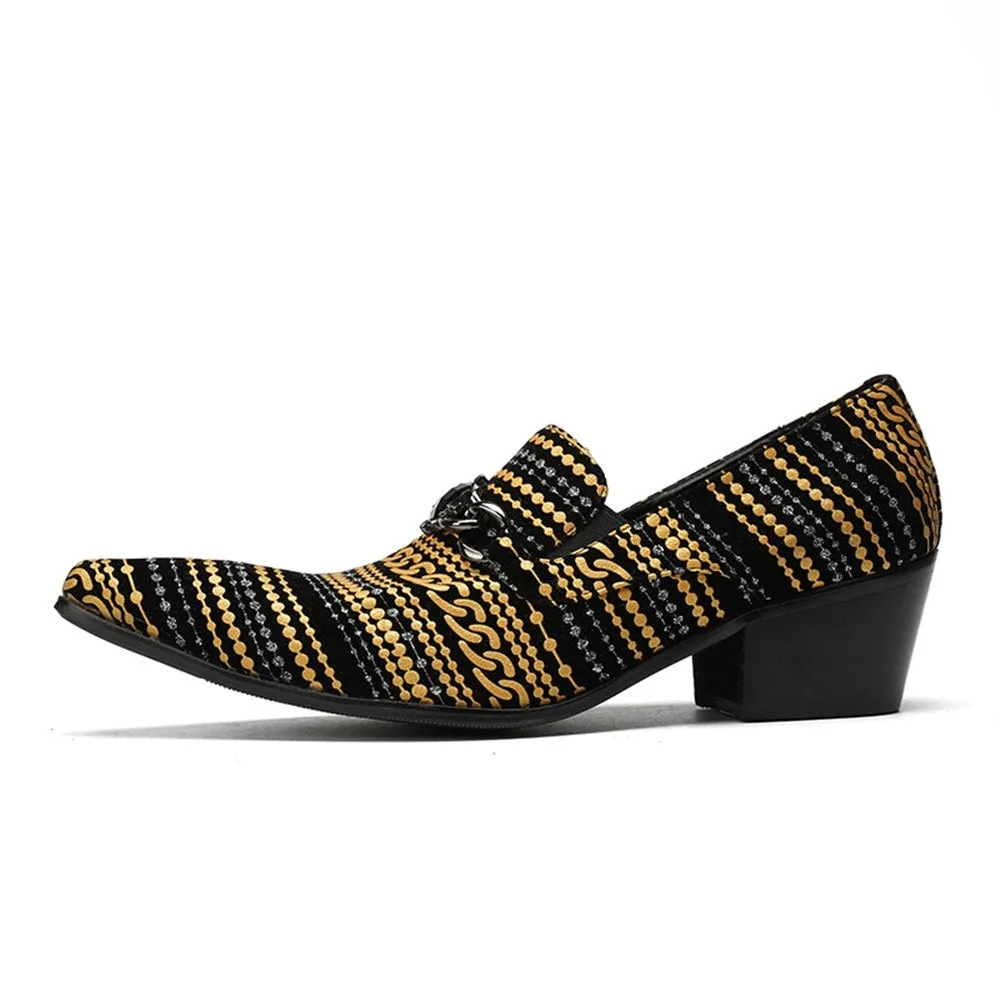 Men Belt Pointed High Heel Oxford Shoes