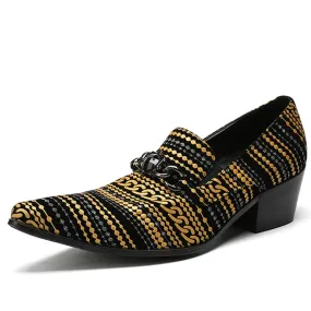 Men Belt Pointed High Heel Oxford Shoes