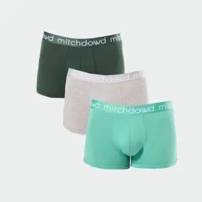 Men's Bamboo Trunk 3 Pack - Green & Grey