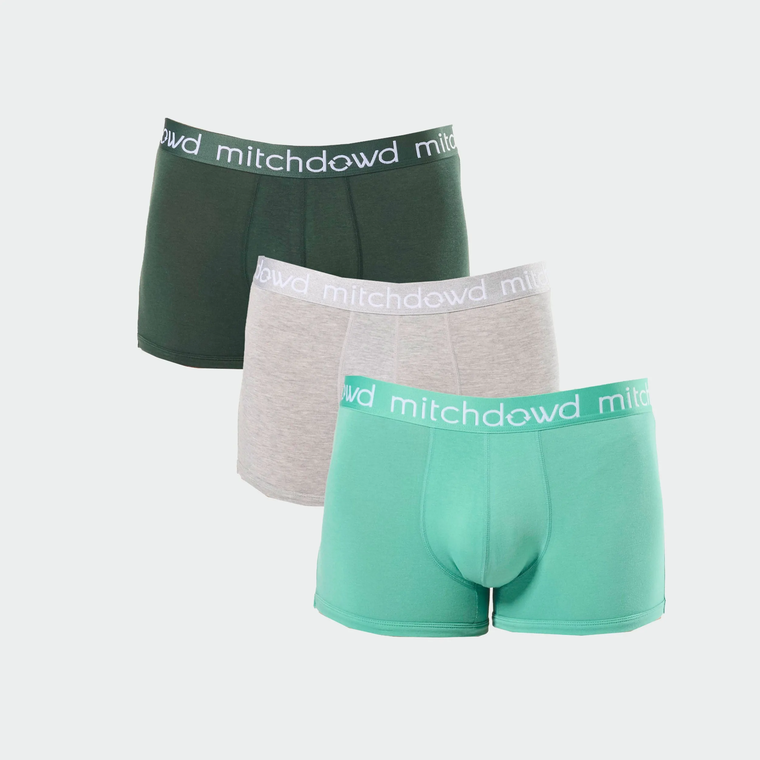 Men's Bamboo Trunk 3 Pack - Green & Grey