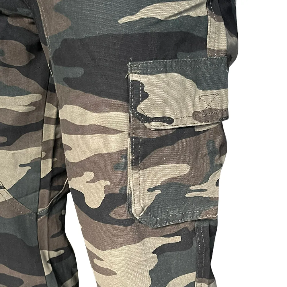 Men's Cargo Pants Drawstring Waist Camouflage Print Casual Side Pocket Pants