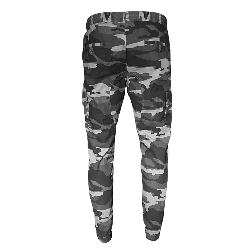 Men's Cargo Pants Drawstring Waist Camouflage Print Casual Side Pocket Pants