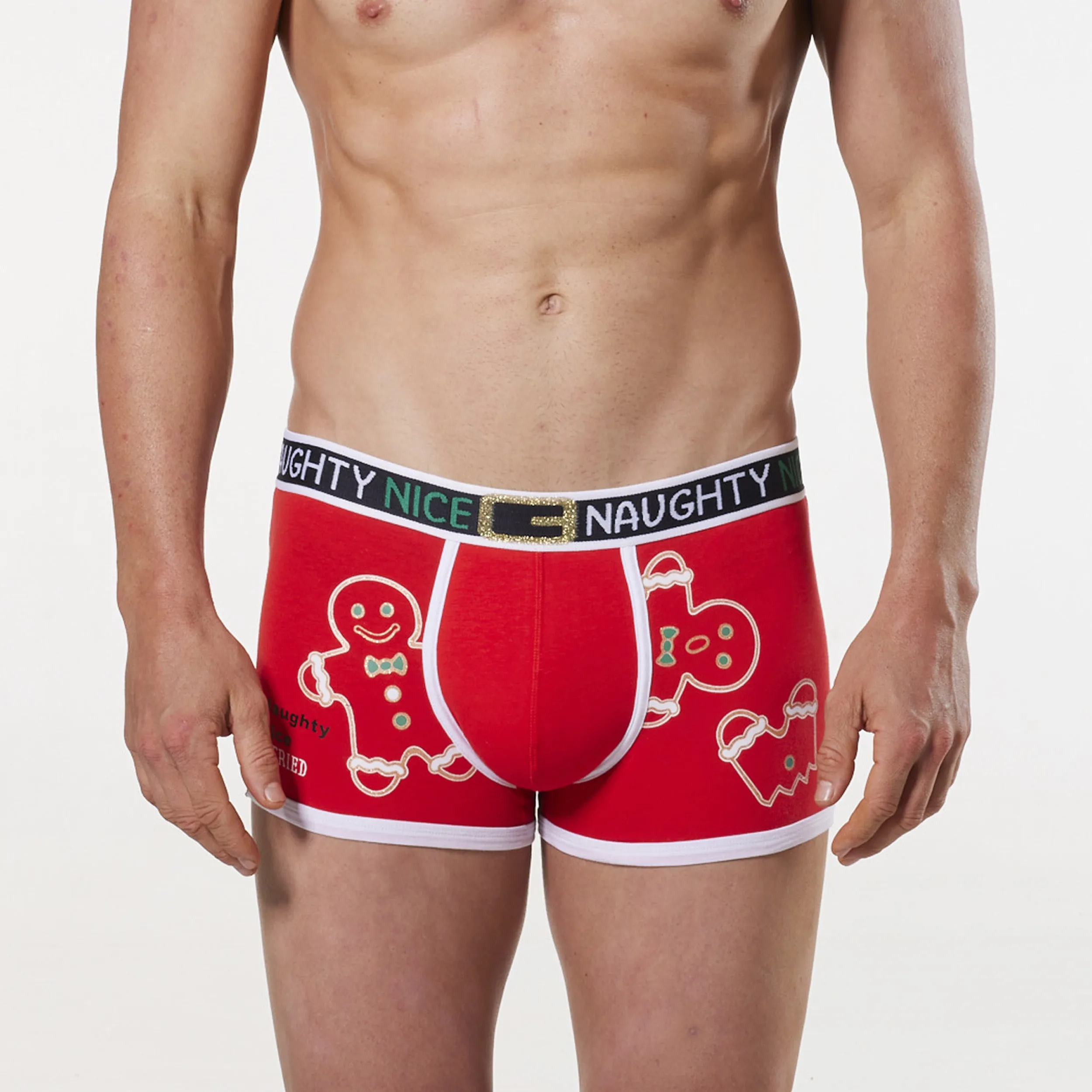 Men's Christmas Santa Cotton Trunk with Santa Hat Gift - Red