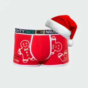 Men's Christmas Santa Cotton Trunk with Santa Hat Gift - Red