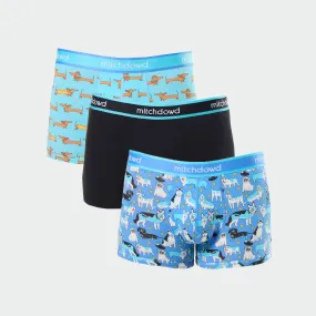 Men's Doggone Blues Cotton Trunk 3 Pack - Blues