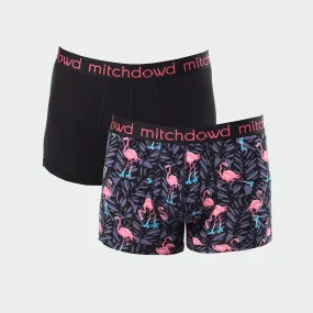 Men's Rolling Flamingos Bamboo Trunk 2 Pack - Black