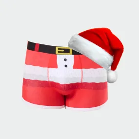 Men's Santa Pants Cotton Trunks with Santa Hat - Red