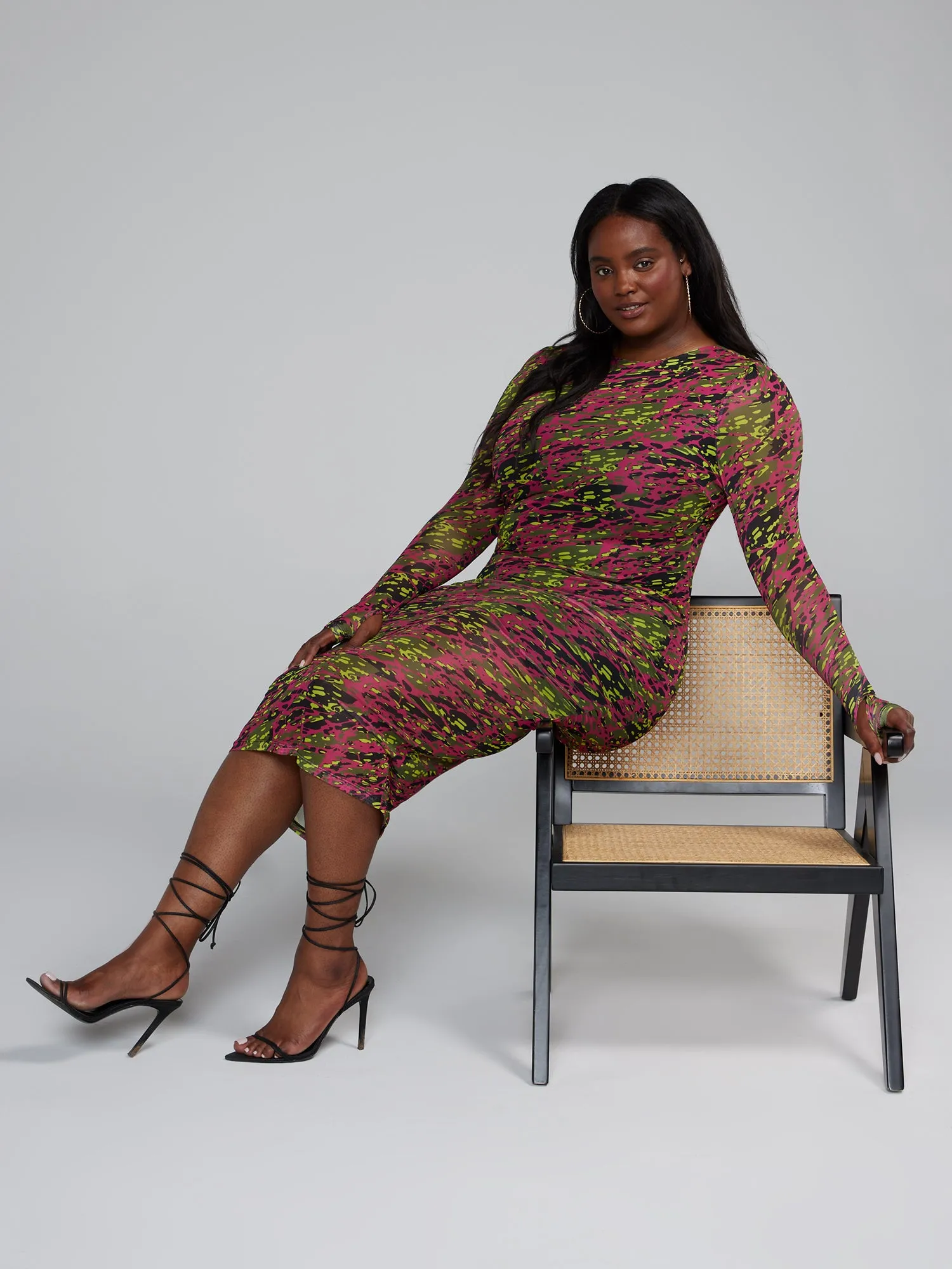 Mesh Camo Print Bodycon Dress