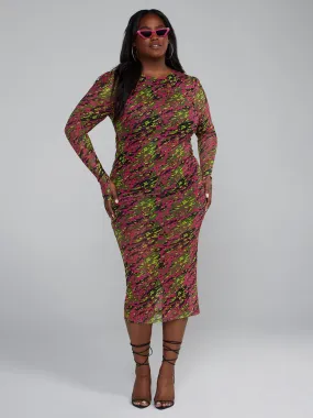 Mesh Camo Print Bodycon Dress