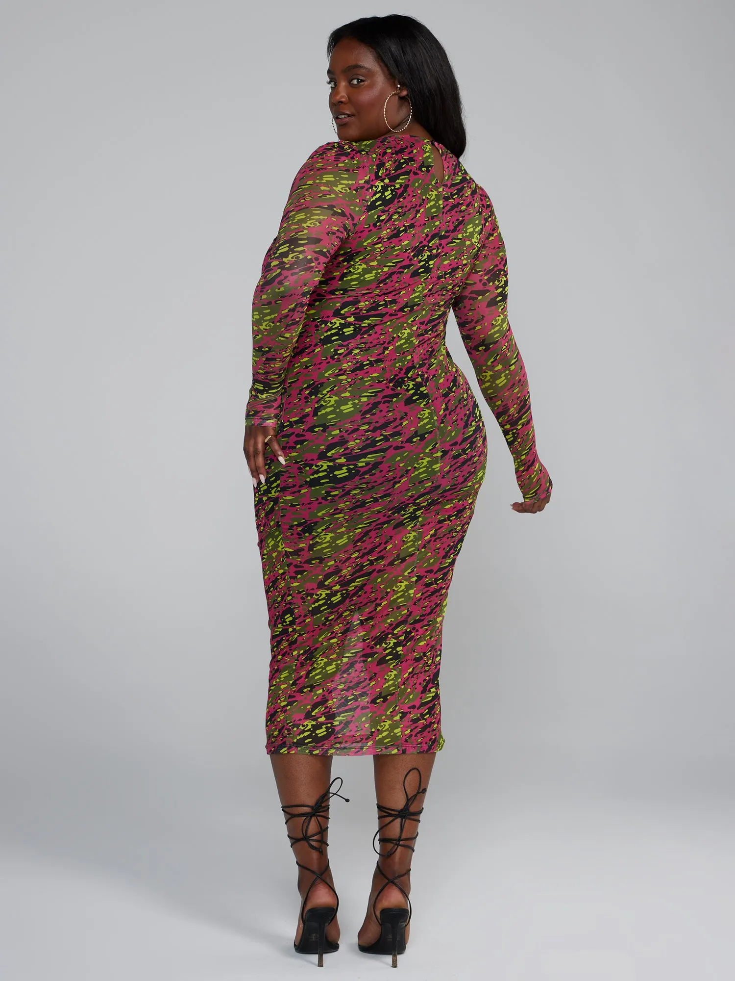 Mesh Camo Print Bodycon Dress