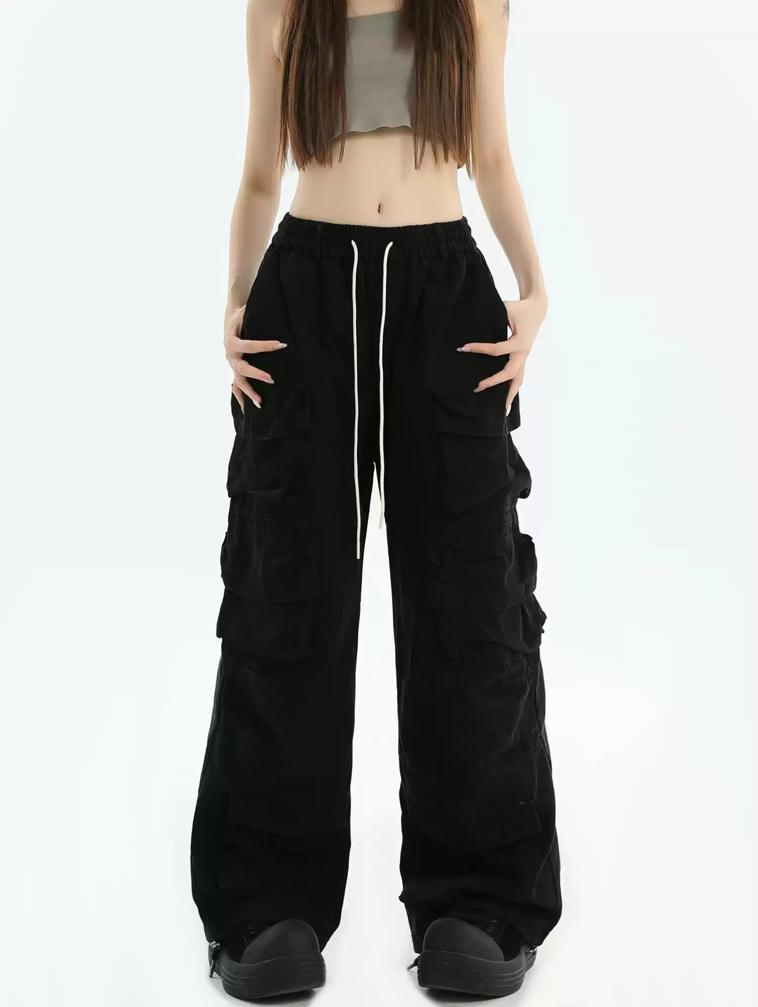 Multi-Pocket Drawstring Cargo Pants
