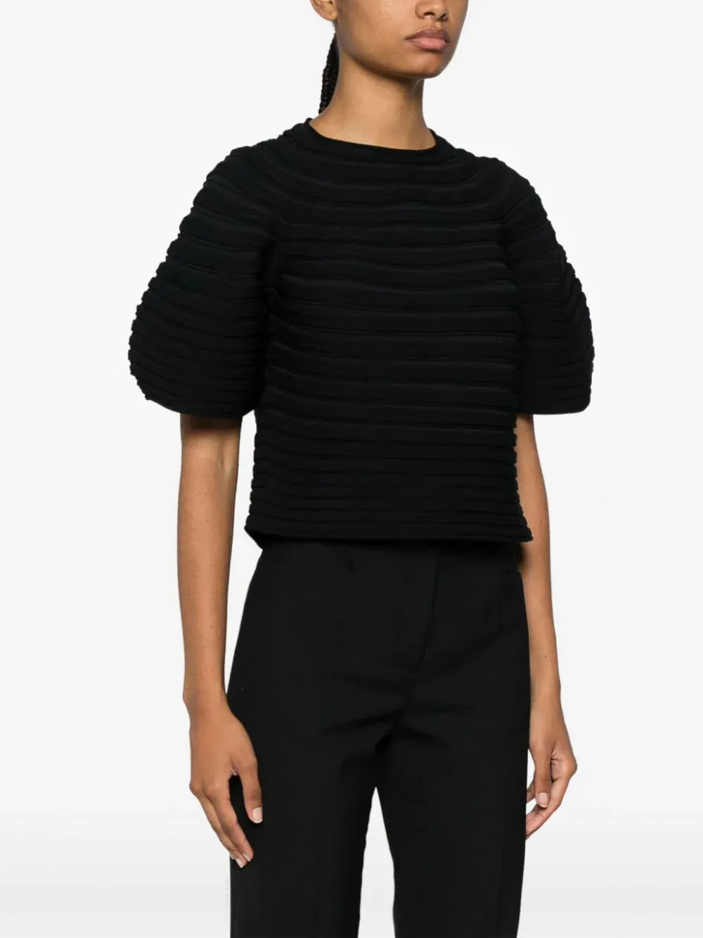 Mushroom Knit Top - Black