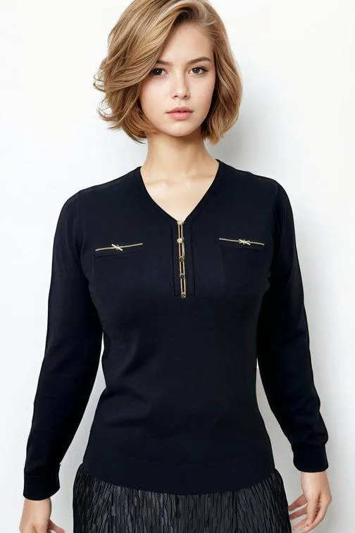NCY-H5812 BLACK KNIT TOP