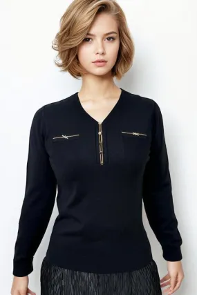 NCY-H5812 BLACK KNIT TOP
