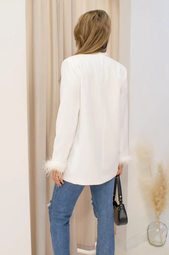 NEW KRISTY FEATHER BLAZER (WHITE)