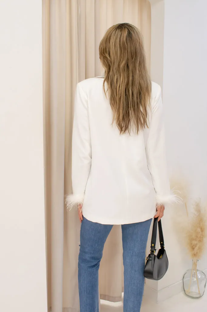NEW KRISTY FEATHER BLAZER (WHITE)