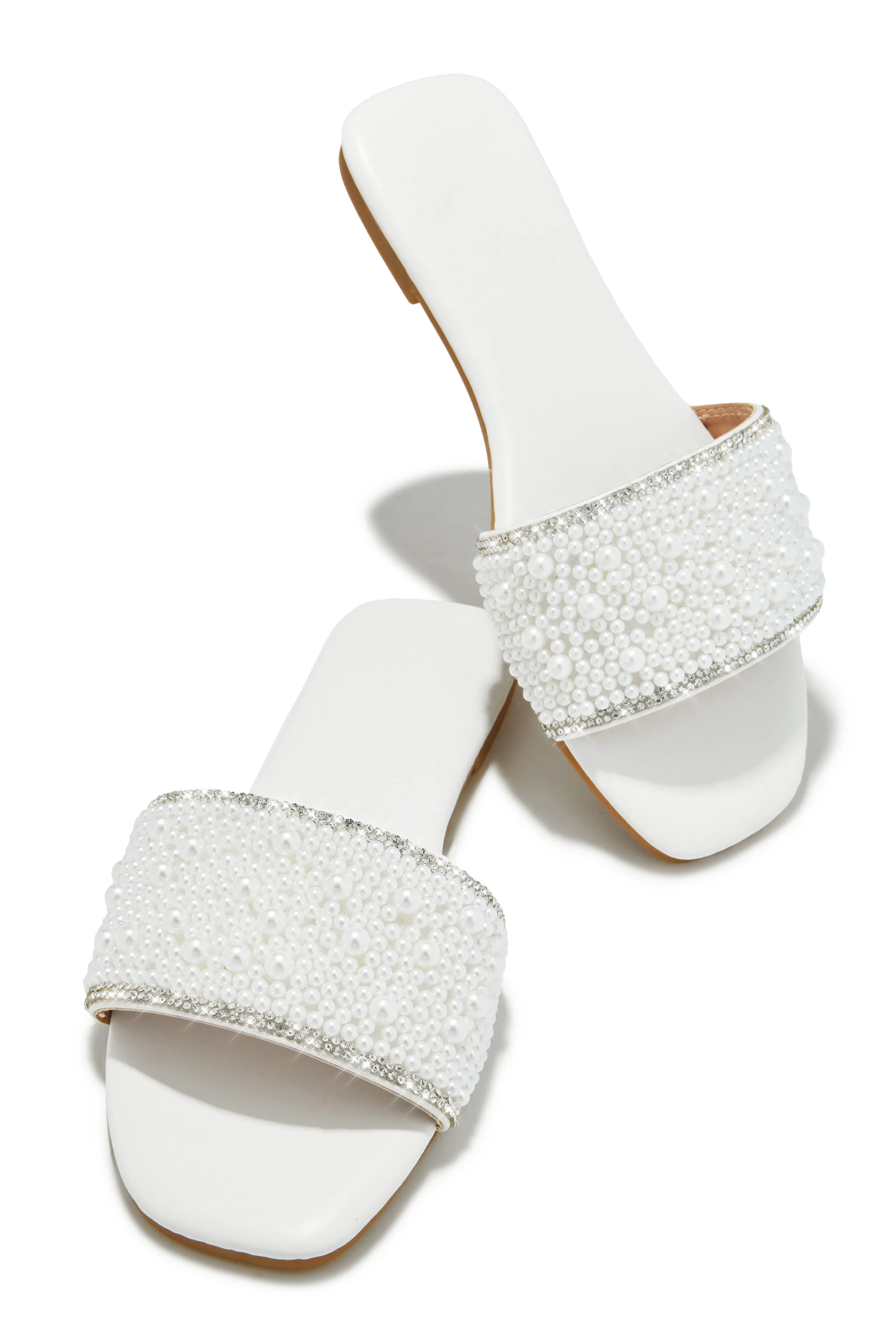 Nicole Faux Pearl Slip On Sandals - Black