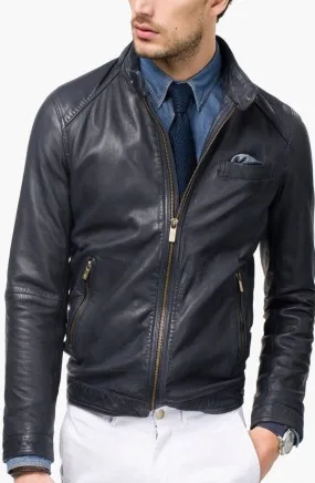 Nuty Genuine Real Leather Jacket Men Black Biker Motorcycle