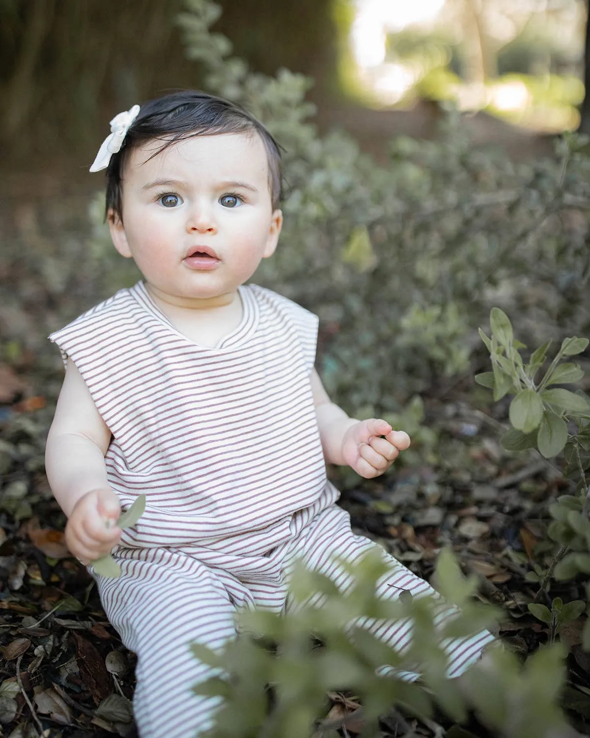 Organic Cotton Jumpsuit: Clay stripe