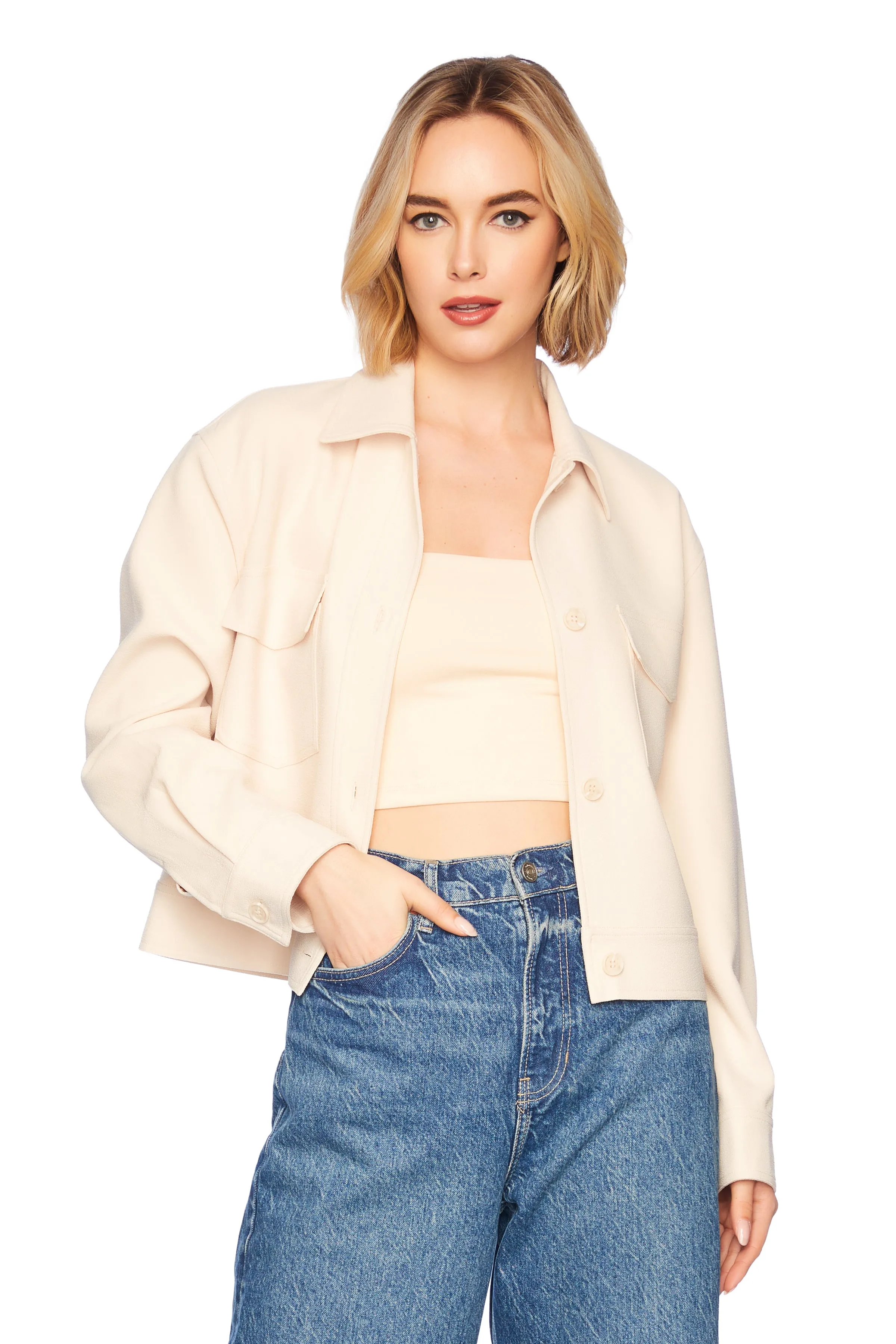 pebble weave oversized cargo jacket