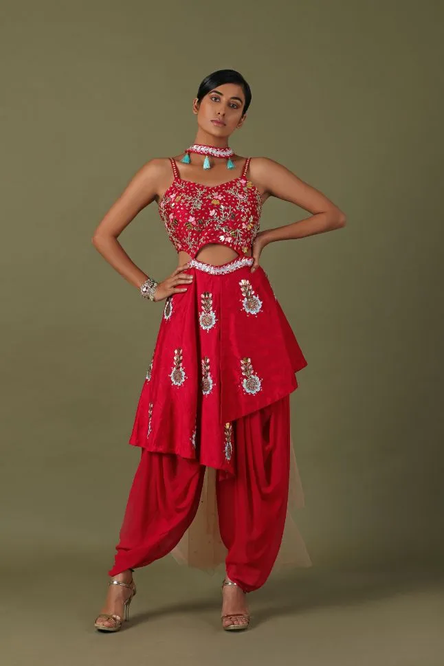 Pink Color Heavy Beads Work Jumpsuit - Rent