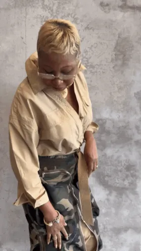 Pre Order:  Oversized Front Pockets Cargo Skirt - @cinfulooks