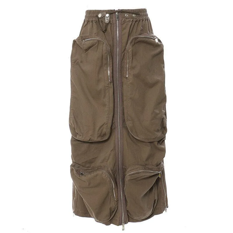 Pre Order:  Oversized Front Pockets Cargo Skirt - @cinfulooks