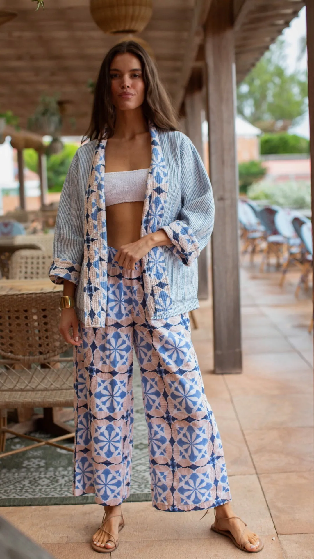 Quilted Jacket - Blue Cafe Tile