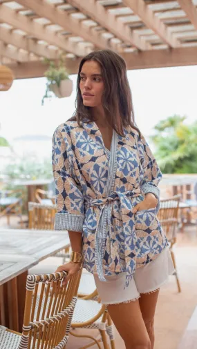 Quilted Jacket - Blue Cafe Tile