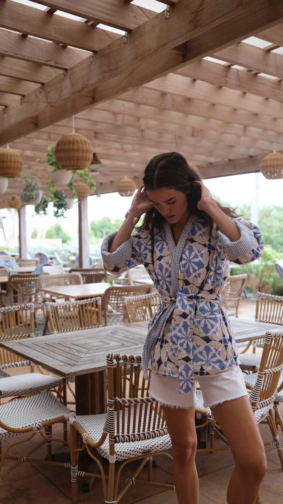Quilted Jacket - Blue Cafe Tile