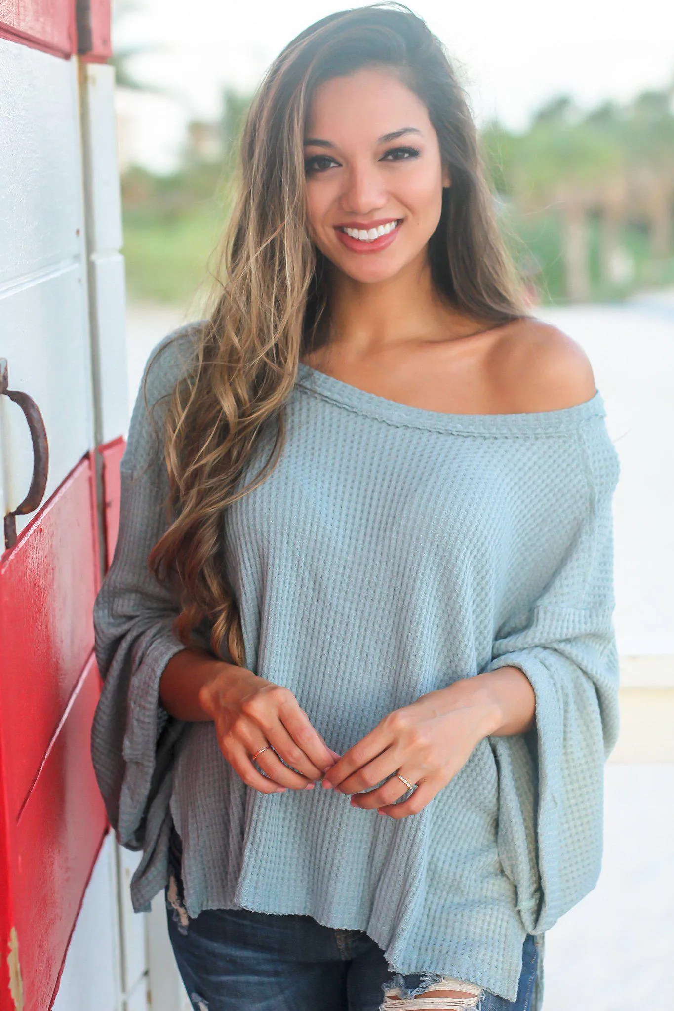 Sage Oversized Top