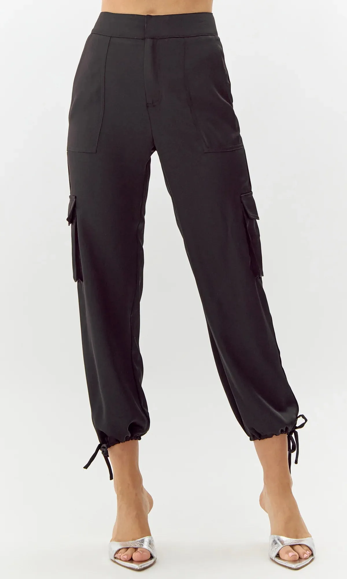 Sammy Satin Cargo Pant ~ Black
