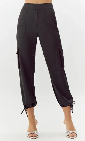Sammy Satin Cargo Pant ~ Black