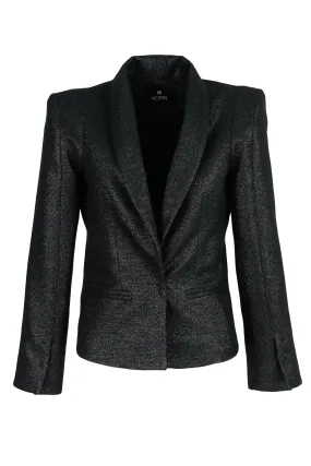 Shiny Black Blazer with Shoulder Pads