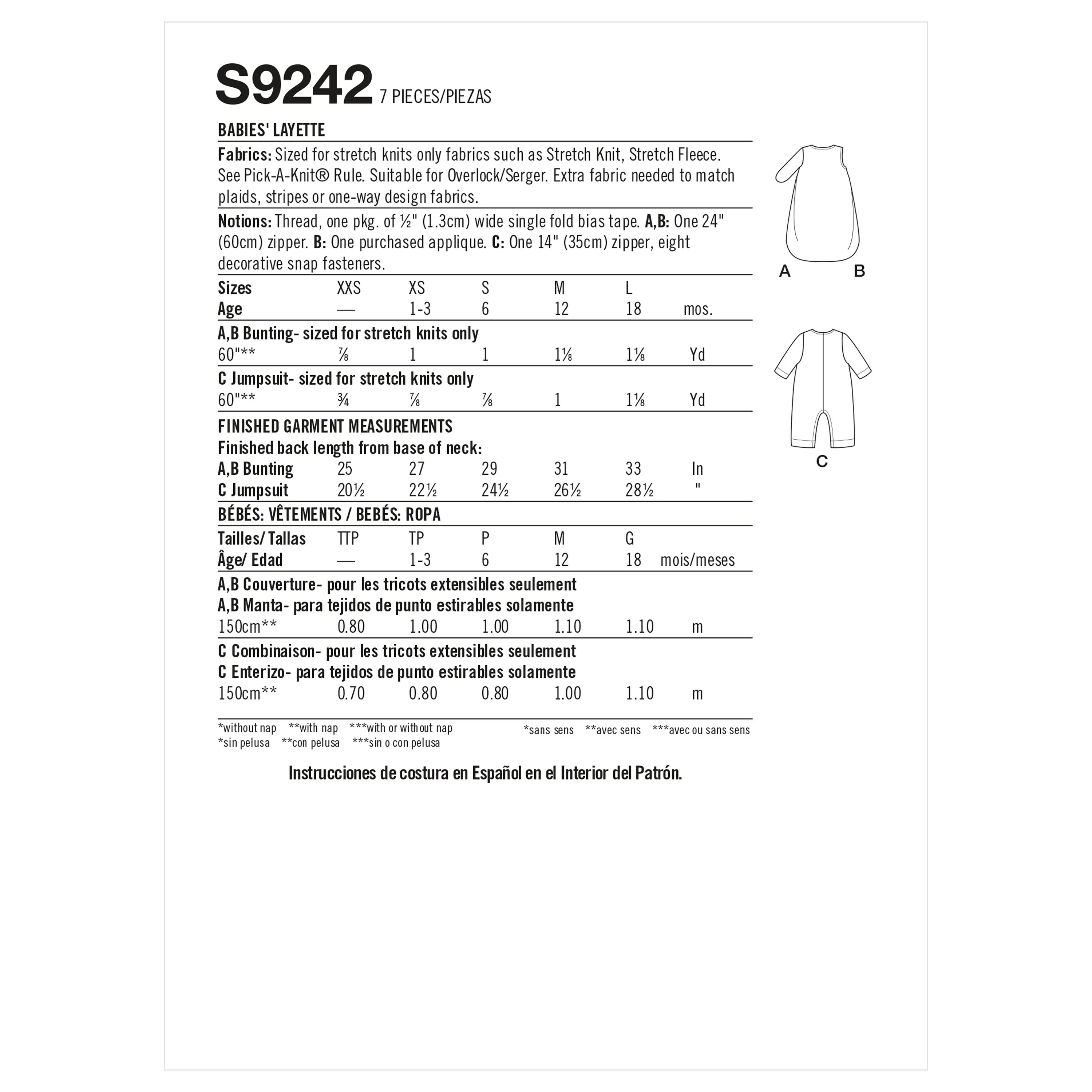 Simplicity Pattern 9242 Babies' Layette