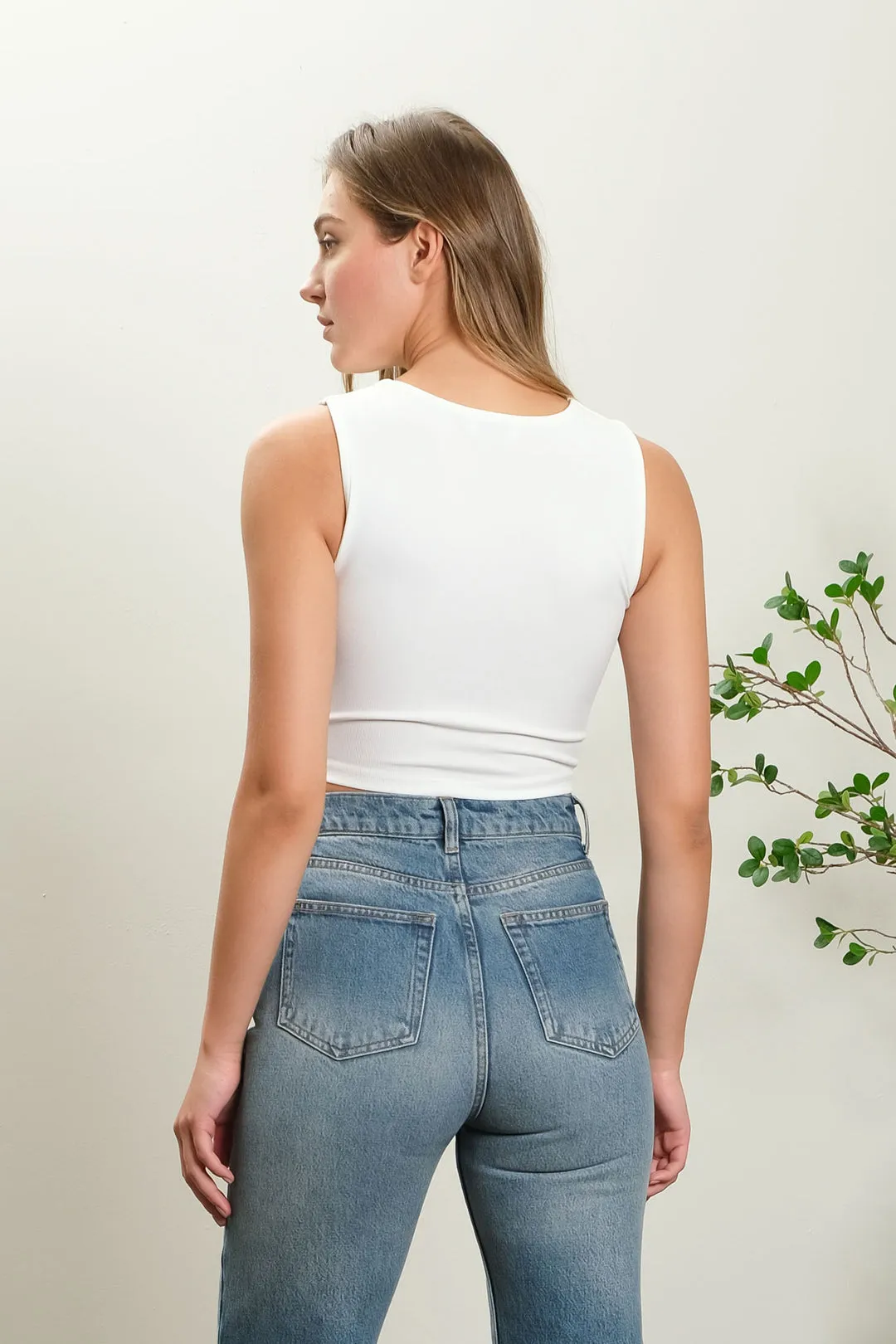 Sleeveless Knit Crop Top