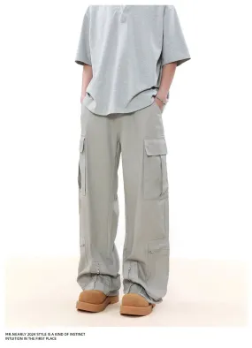 Solid Zipped Slit Cargo Pants