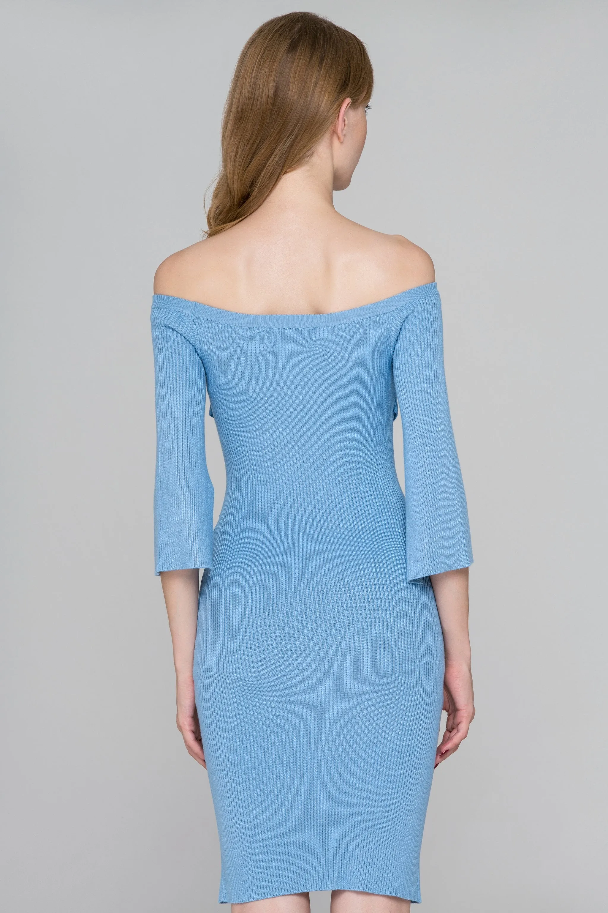 Stone Blue Bodycon Band Criss Cross Midi Dress