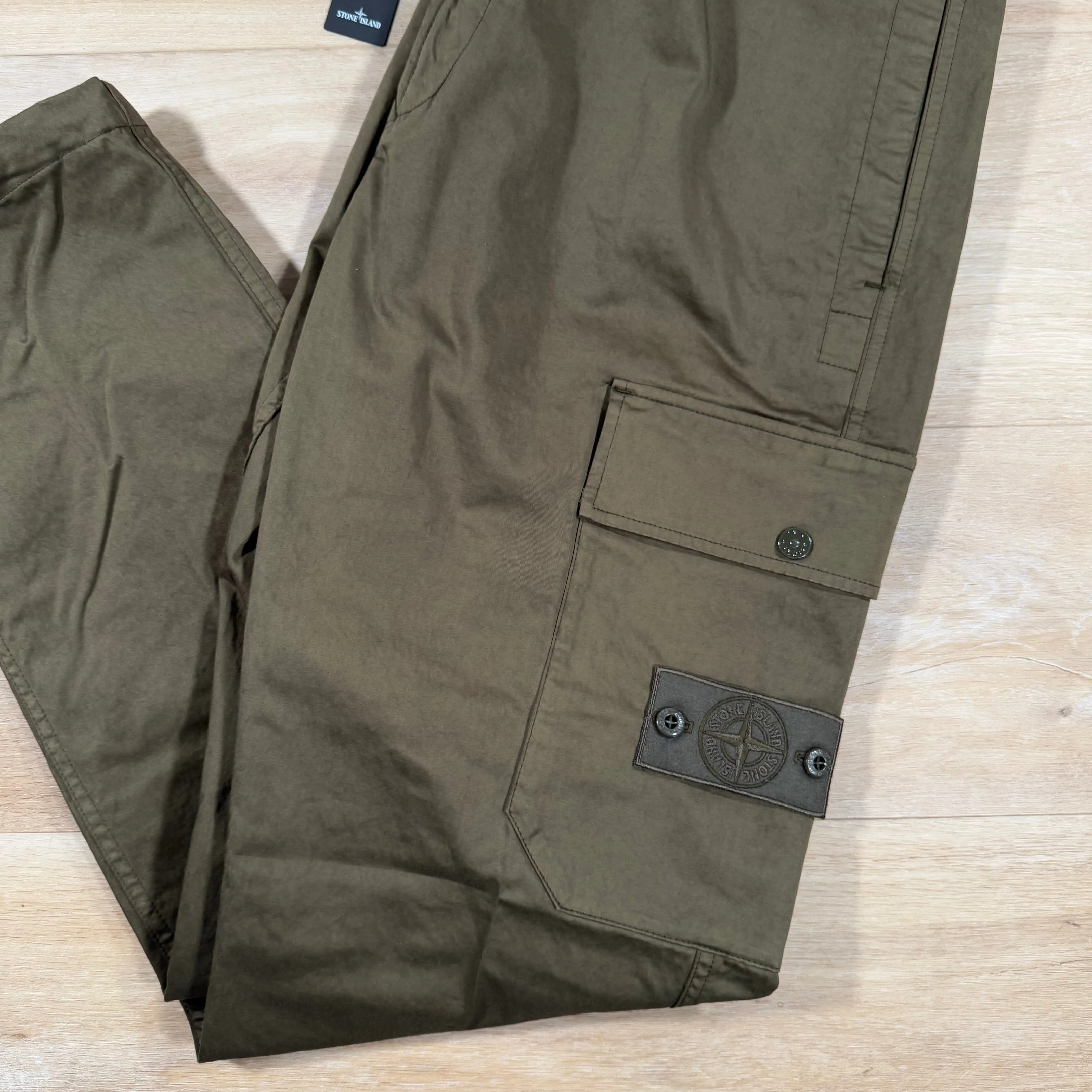 Stone Island Ghost Stretch Cargo Trousers in Military Green