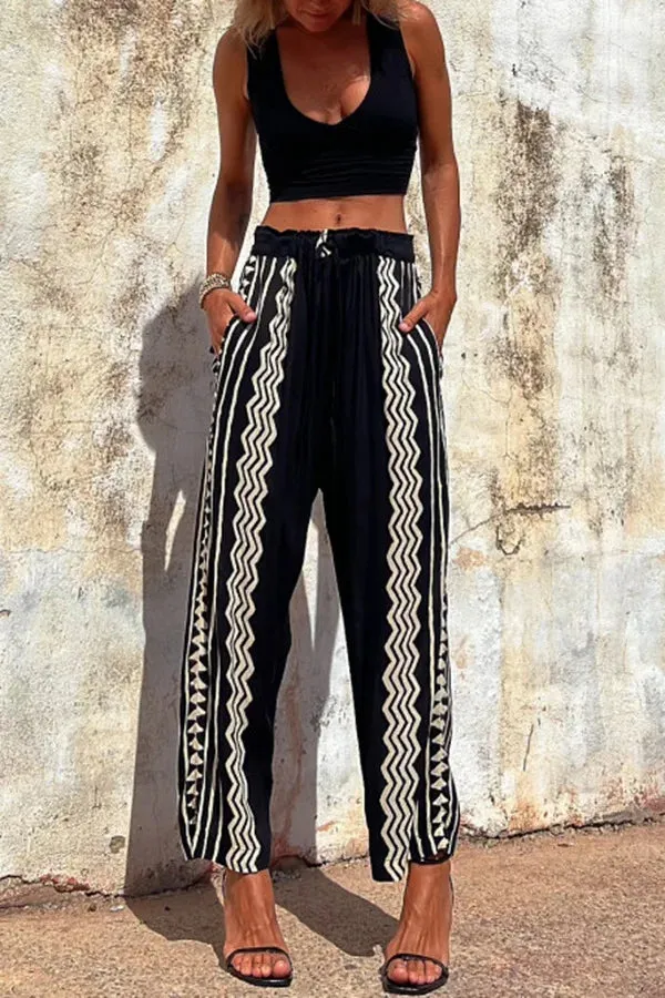Street Hipster Printed Mid-waist Haren Pants 2024