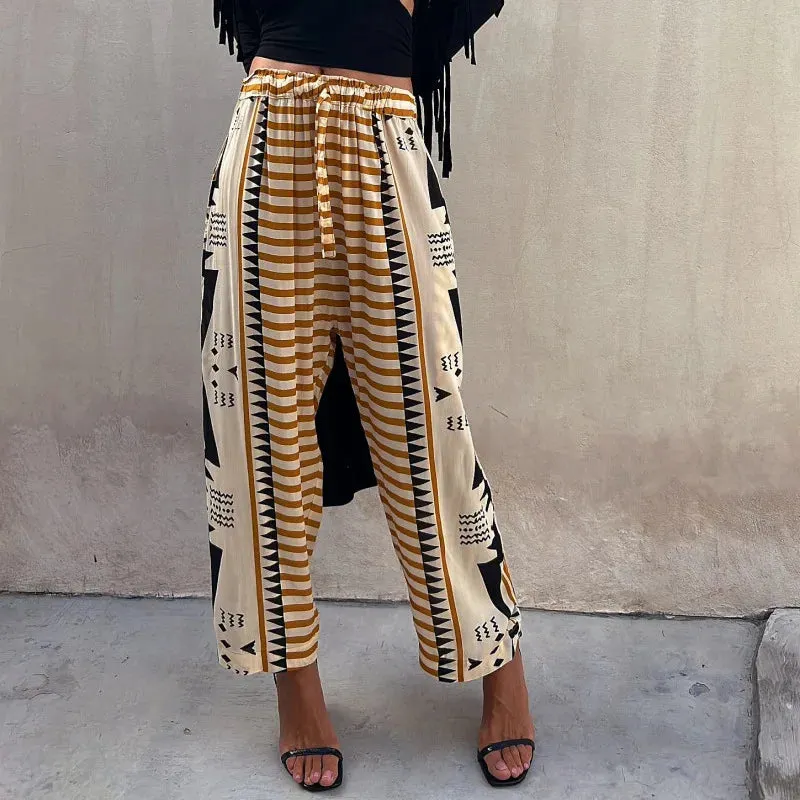 Street Hipster Printed Mid-waist Haren Pants 2024