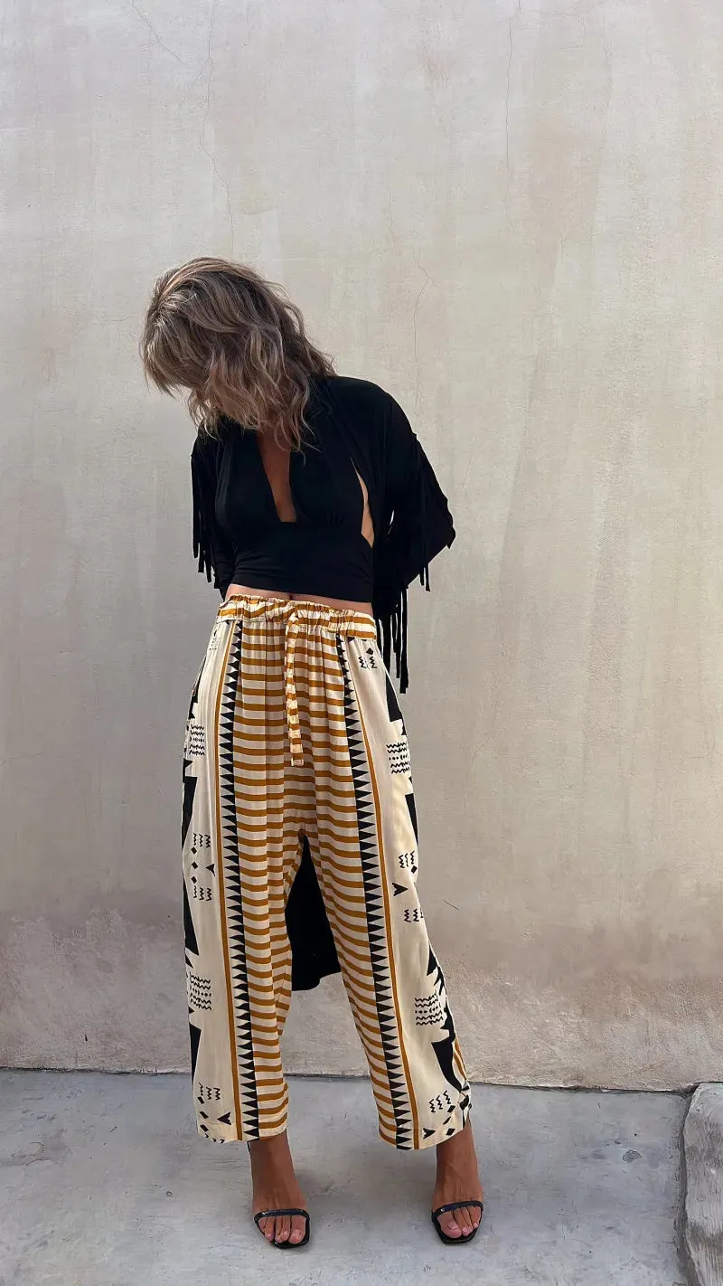 Street Hipster Printed Mid-waist Haren Pants 2024