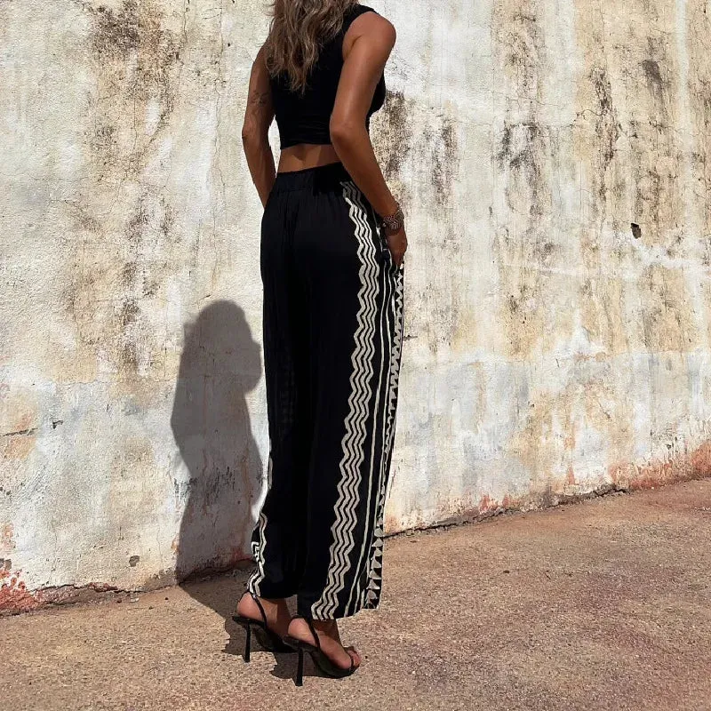 Street Hipster Printed Mid-waist Haren Pants 2024