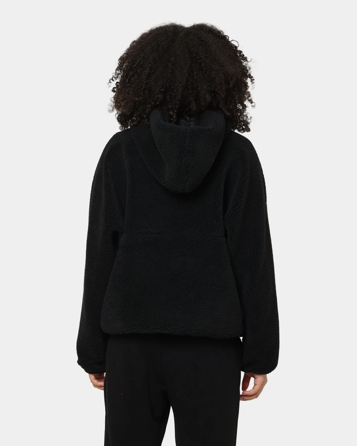 Stussy Women's Jensen Quarter Zip Sherpa Hoodie Black