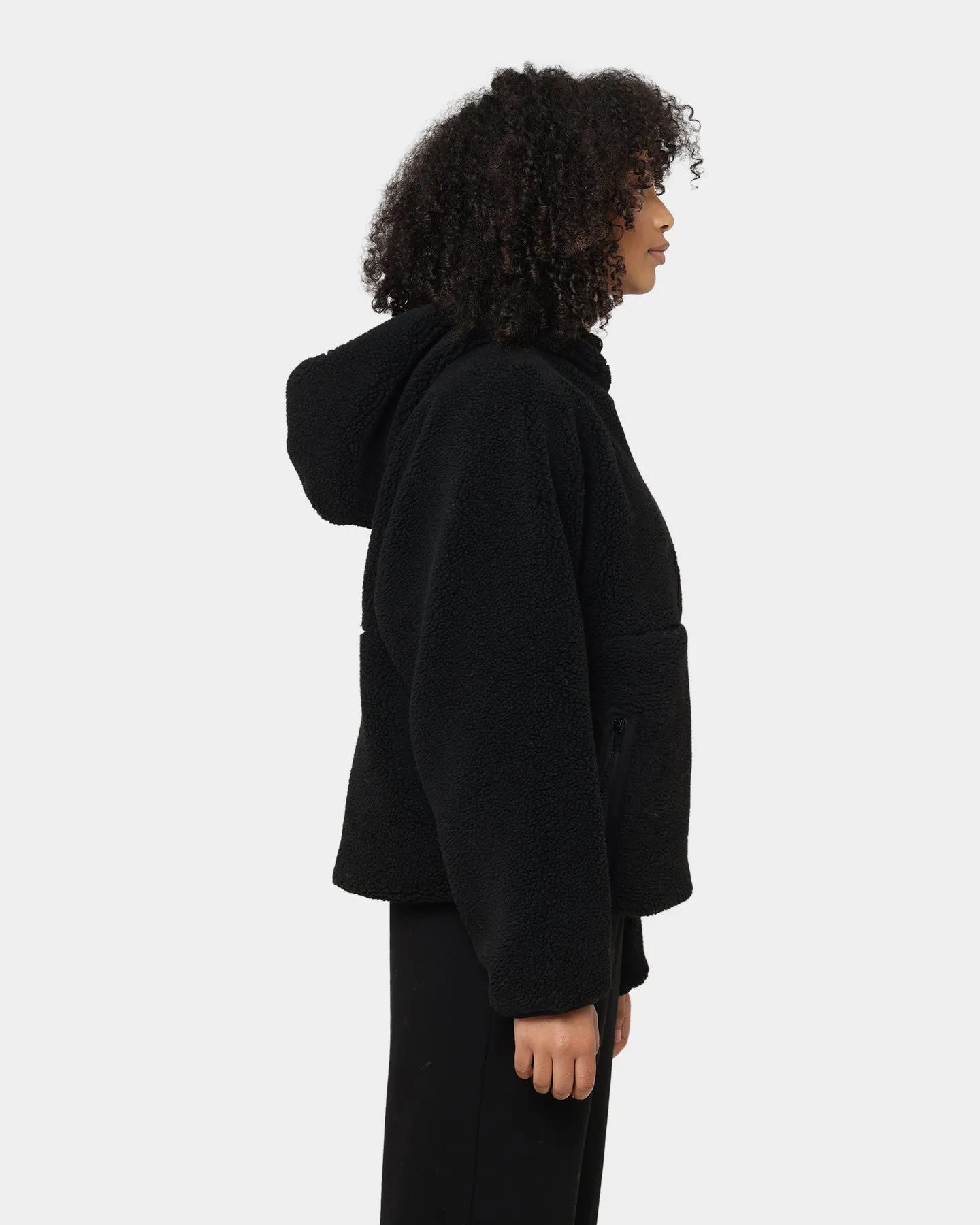 Stussy Women's Jensen Quarter Zip Sherpa Hoodie Black