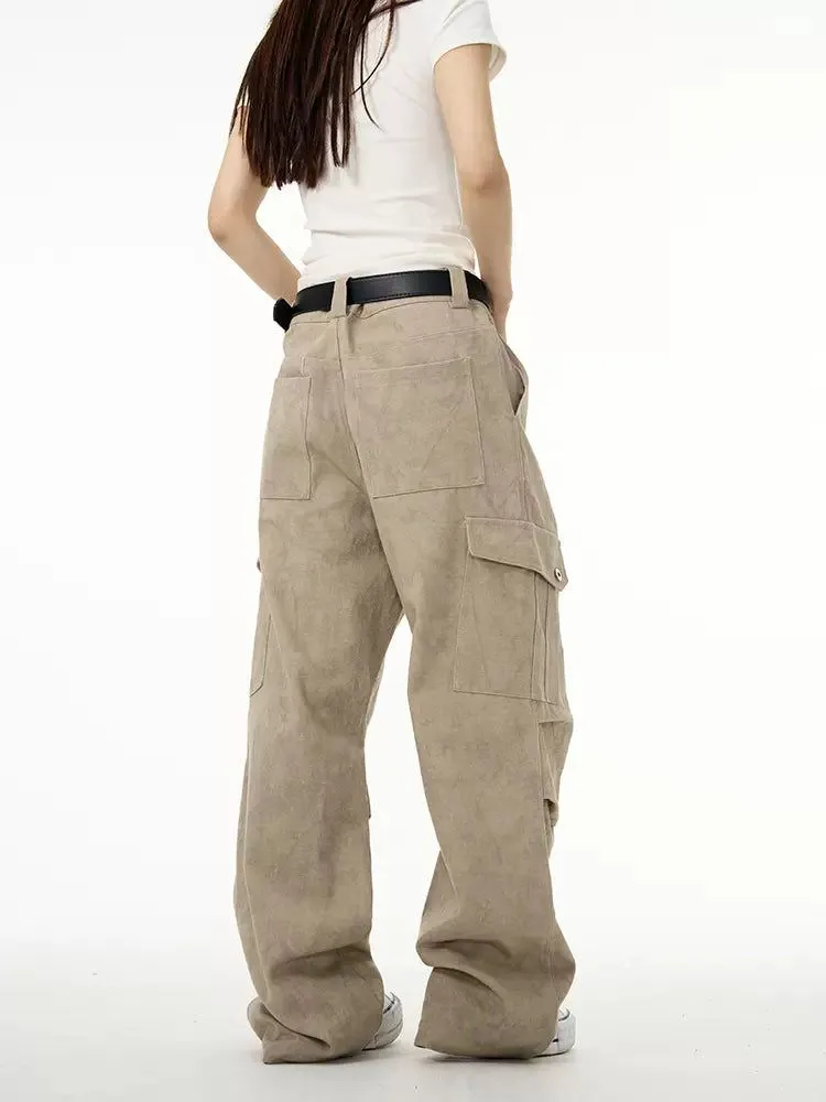 Suede Textured Cargo Pants