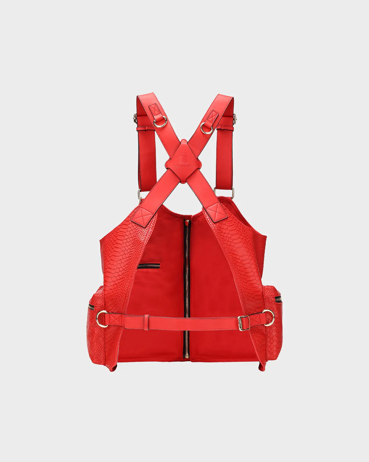 Tactical Leather Vest in Red